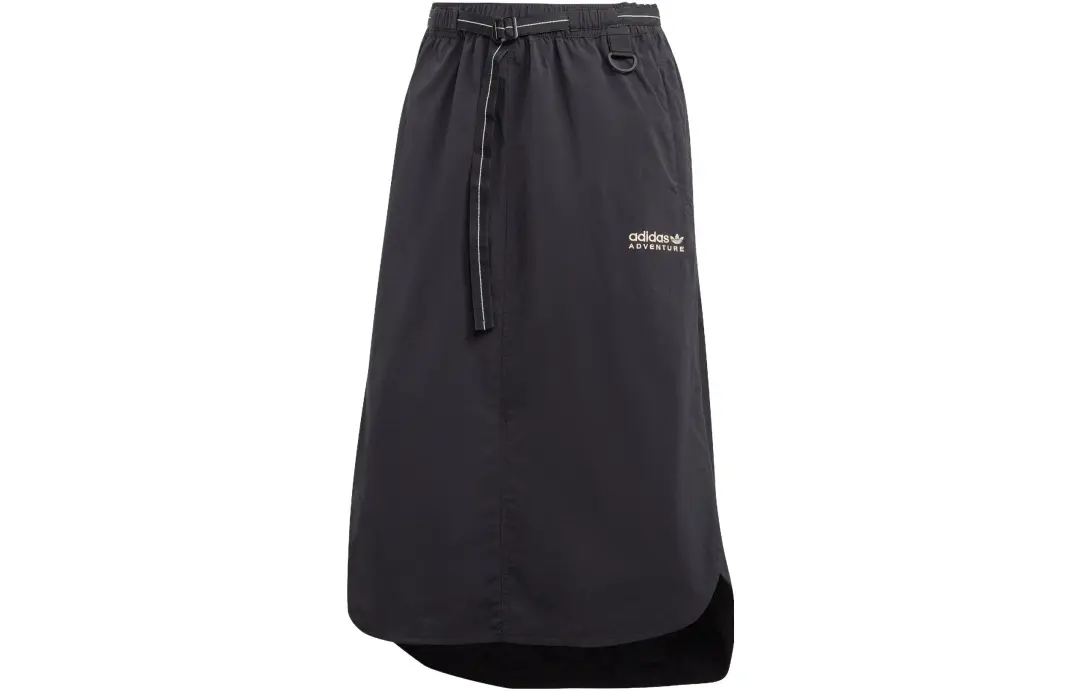 Adidas Originals Casual Long Skirts Women's Black Moderate Mid Length A Line Skirt