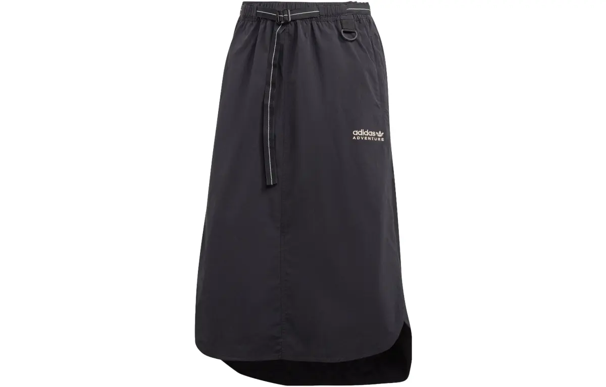 Adidas Originals Casual Long Skirts Women's Black Moderate Mid-Length A-line Skirt