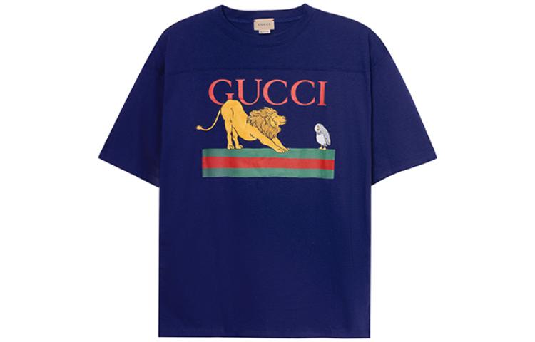 Мужская футболка Gucci Kids Animal (темно-синяя)
