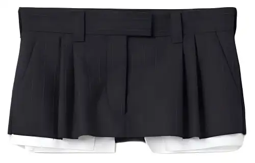 MIU MIU Logo Patch Striped Mini Skirt