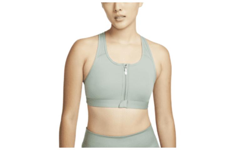 Nike Dri-FIT Swoosh Solid Zip Medium Support Padded Sports Bra Anthracite Jade