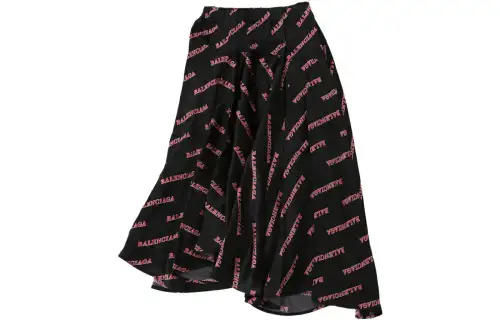 Balenciaga asymmetric logo-print skirt
