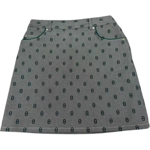 HERMES Denim Short Skirts Women's Gray Blue