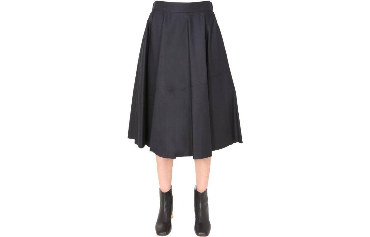 Maison Margiela Casual Long Skirts Women's Black Mid Length A Line Skirt