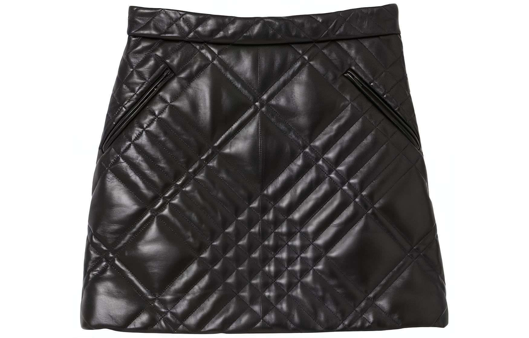 Burberry Burberry solid color quilted leather short casual skirt for women