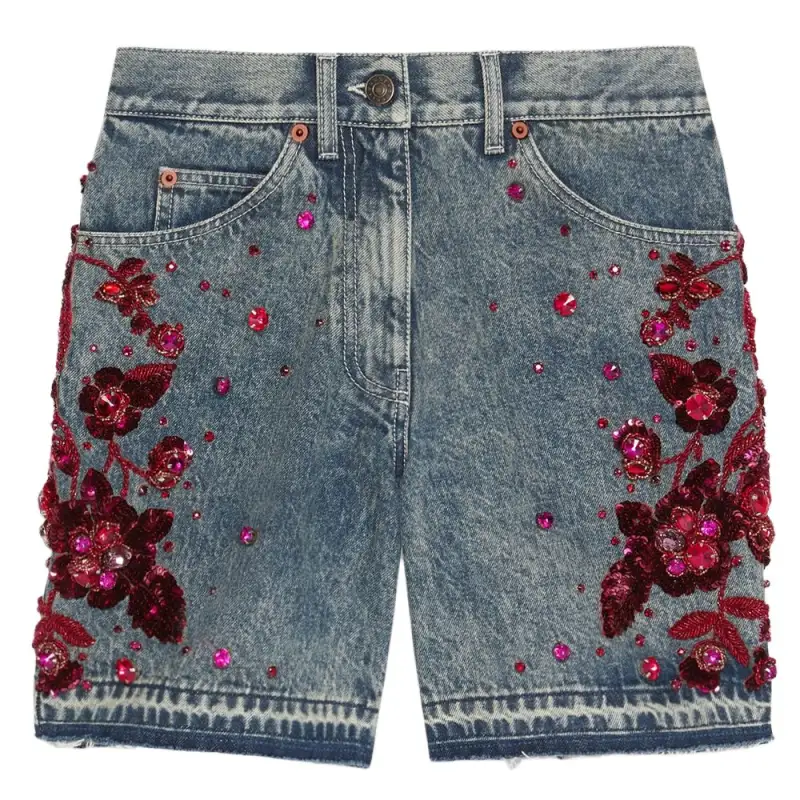 GUCCI SS23 Denim Shorts Women's Blue