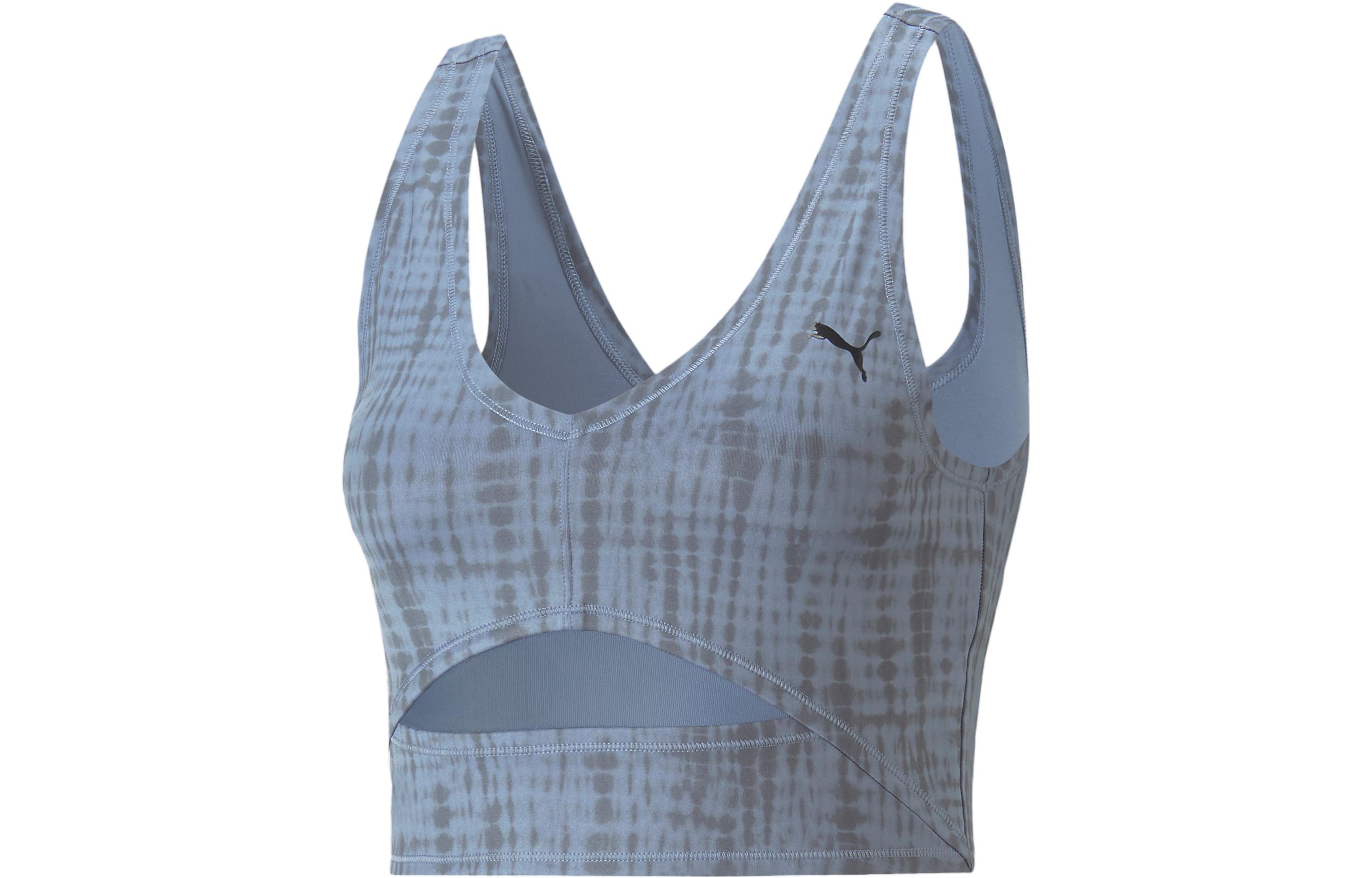 PUMA Studio Crop Haut De Yoga À Imprimés Studio Femme Sport Vests Women's Blue
