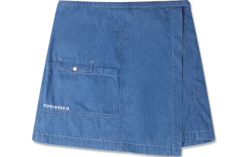 Converse Converse, asymmetrical blue denim skirt, with your logo imprint