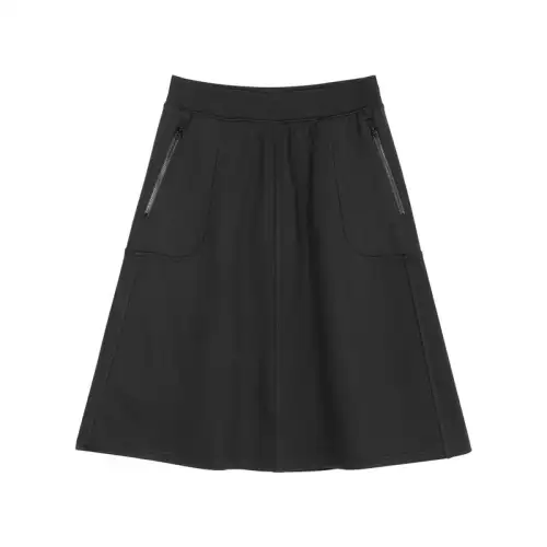 Skechers Casual Long Skirts Women's Pitch Black Thin Mid Length A Line Skirt
