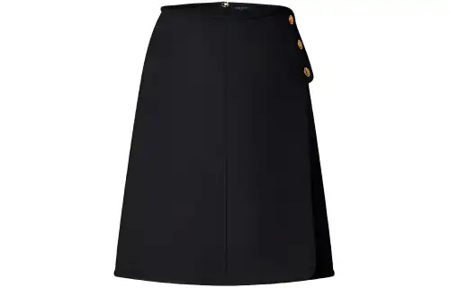 LOUIS VUITTON Apron Tab Mini Wrap Skirt Casual Short Skirts Women's Black
