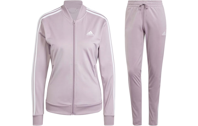 Adidas Essentials 3-Stripes Tracksuit Three Stripes Color Block Long Sleeve Jacket Jacket Pants Casual Suit Women's Purple