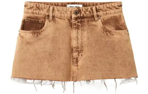 MIU MIU Denim Short Skirts Women's Brown Moderate Short Miniskirt