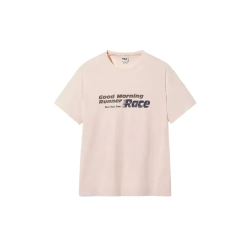 FILA T Shirts Unisex Pink Crew Neck Moderate Straight Fit