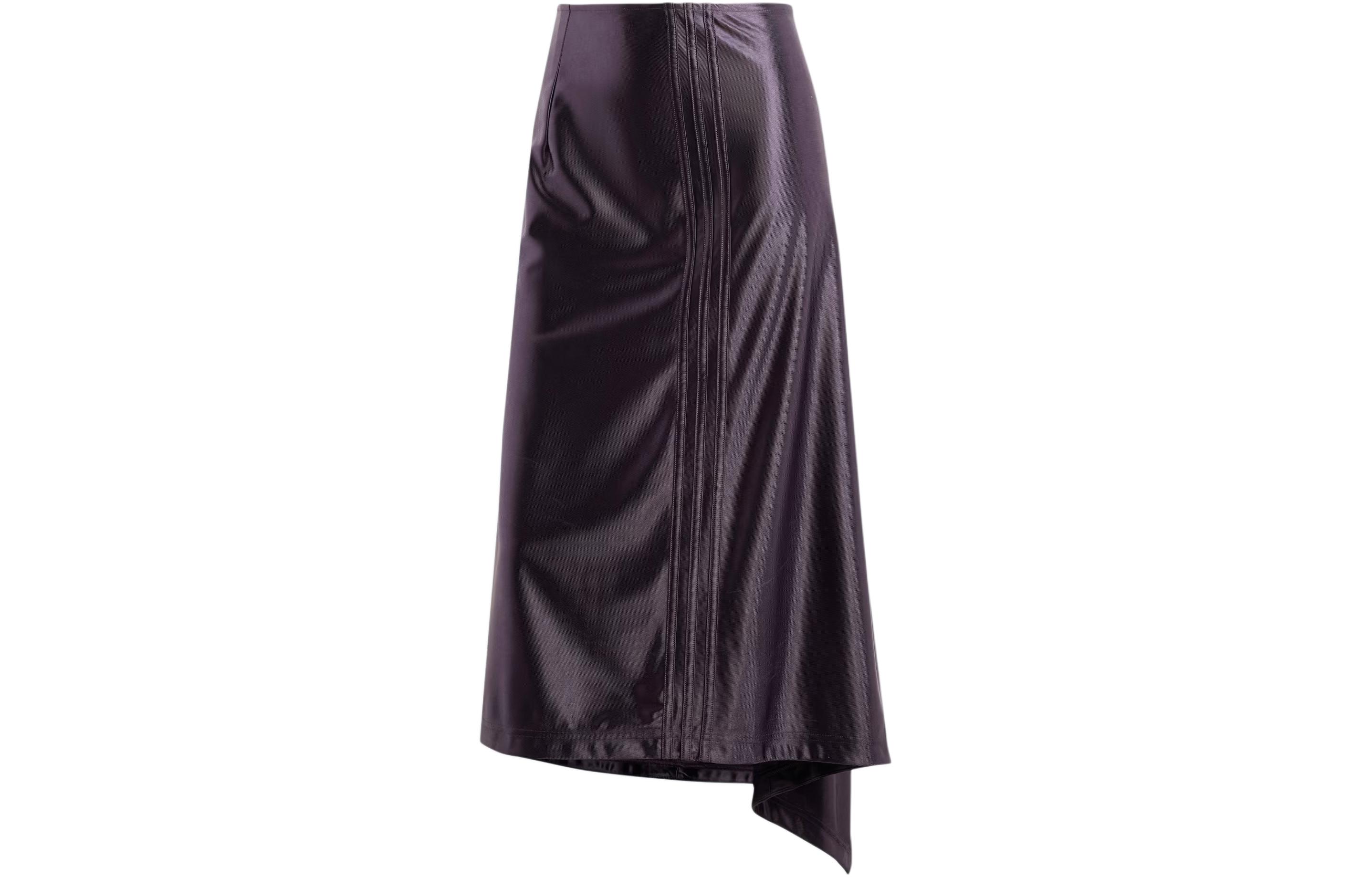 Adidas Originals High Waisted Satin Skirt Casual Long Skirt Women's Aurora Black