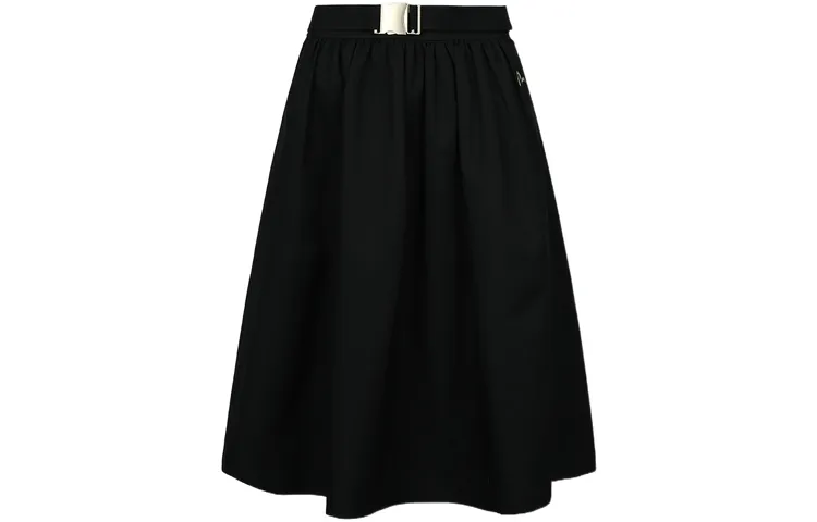EVISU Casual Long Skirts Women's Black Moderate Mid Length A Line Skirt