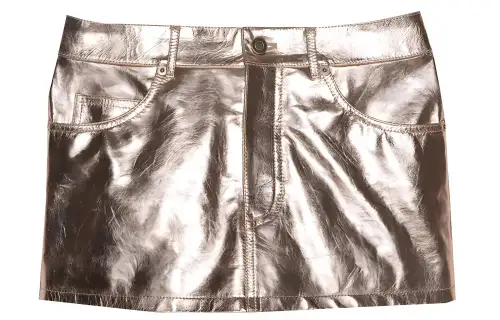 SAINT LAURENT Leather Short Skirts Women's Pink Gold