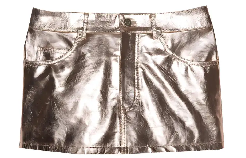 SAINT LAURENT Leather Short Skirts Women's Pink Gold