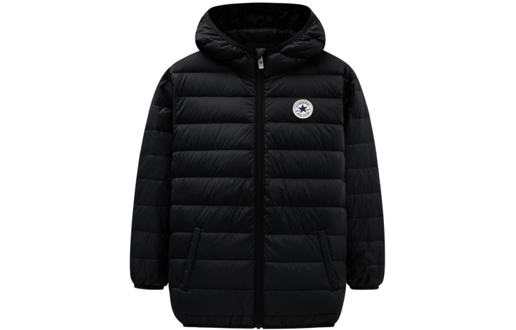 Converse Children's keep warm long-sleeve with hood with zipper, black down jacket, children's clothing