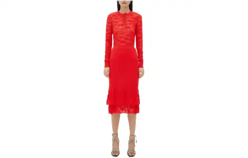 Bottega Veneta SS24 Casual Long Skirt Women's Lacquered Finish Red