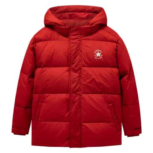 Converse Down jacket, red children's converse with hood with zipper, children's clothing, with your logo imprint