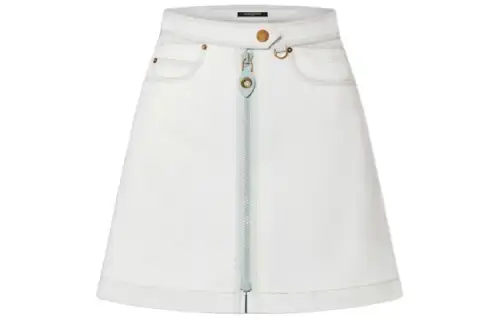 Lv Bleached Denim Mini Skirt