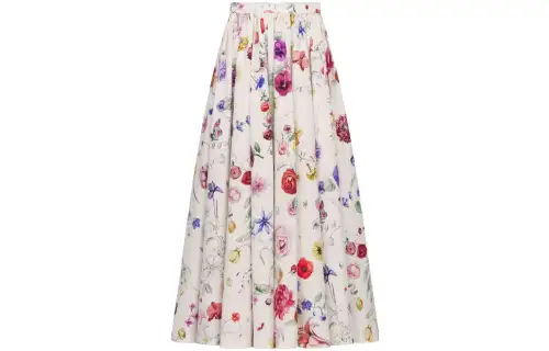 DIOR Casual Long Skirts Women's Multicolor Moderate Mid Length Pleated Skirt