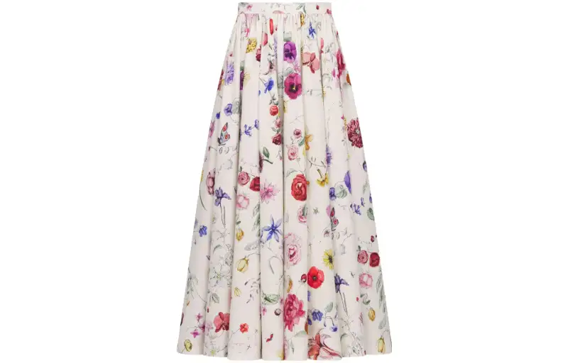 DIOR Casual Long Skirts Women's Multicolor Moderate Mid Length Pleated Skirt
