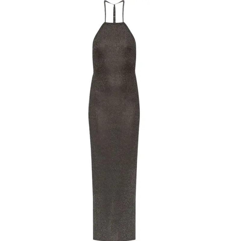 Balenciaga Glitter Effect Backless Maxi Dress