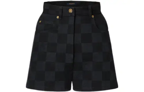LOUIS VUITTON Damier Graphite Denim Mini Shorts