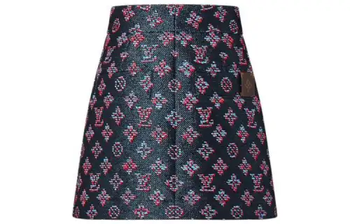 LOUIS VUITTON Monogram Jacquard Zip-Up Mini Skirt