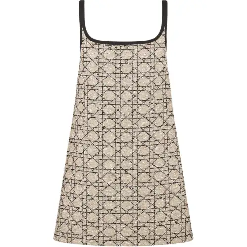 DIOR FW24 Slip Dress Women's Beige Black Mixed Color