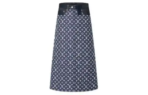 LOUIS VUITTON Monogram Denim Midi Skirt