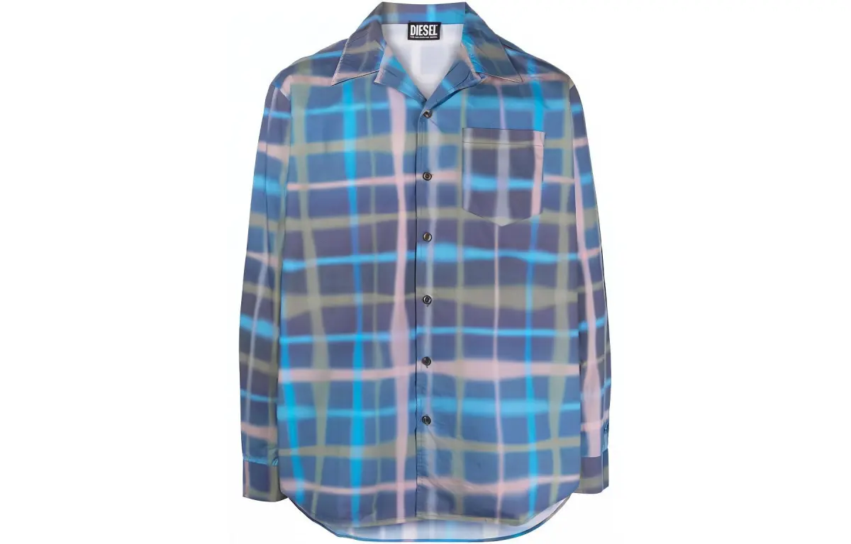 DIESEL Shirts Men's Blue Lapel Moderate Other