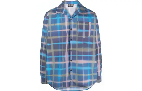 DIESEL Shirts Men's Blue Lapel Moderate Other
