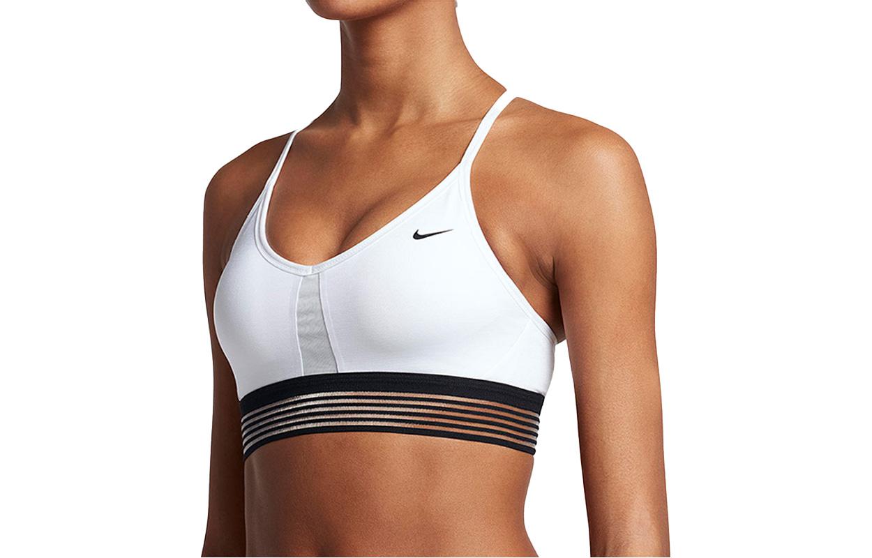 Nike Indy solid color brand logo shoulder-mounted sports underwear women white