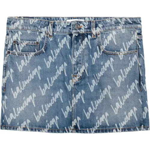 Balenciaga Allover Logo Low-waist Miniskirt
