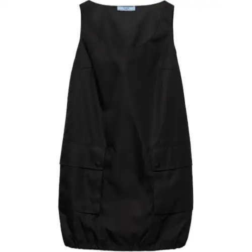 Prada Logo Plaque Sleeveless Mini Dress