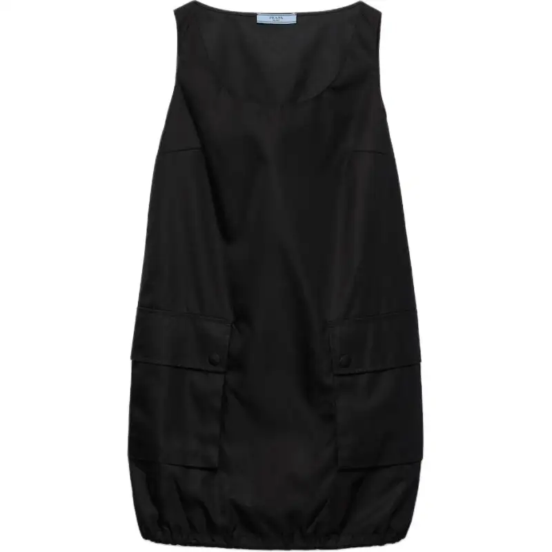 Prada Logo Plaque Sleeveless Mini Dress