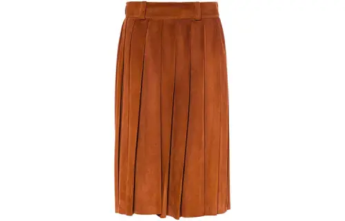MIU MIU Casual Long Skirts Women's Orange Moderate Mid Length Pleated Skirt