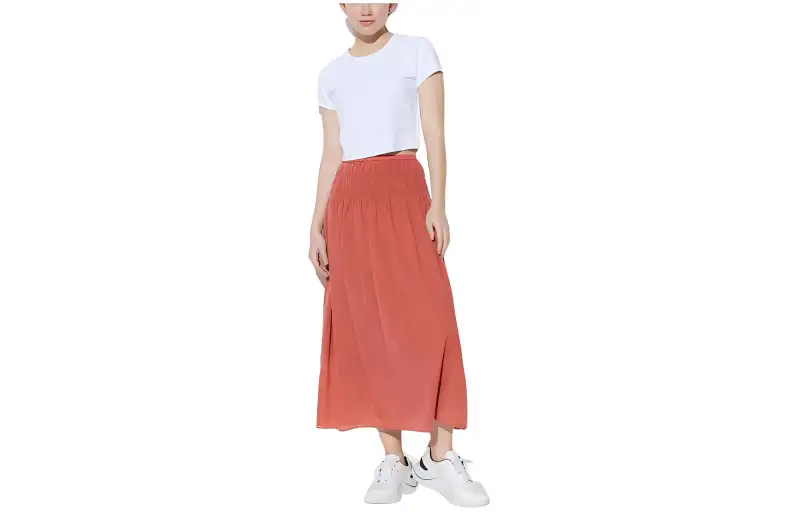 UNIQLO Casual Long Skirt Women's Orange Red
