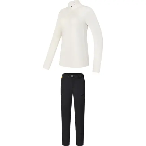 FILA Explorer Sports Comfortable Lining Fleece Lined Long Sleeved T Shirt Woven Minimalist Style Straight Fit Pants