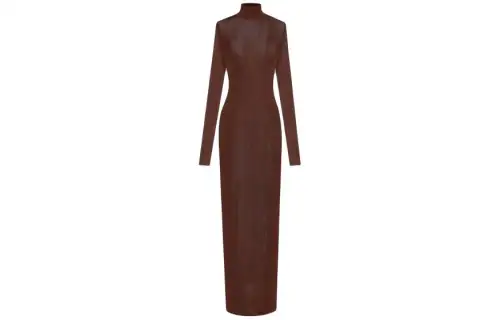 SAINT LAURENT Long Sleeved Dress Women's Russet