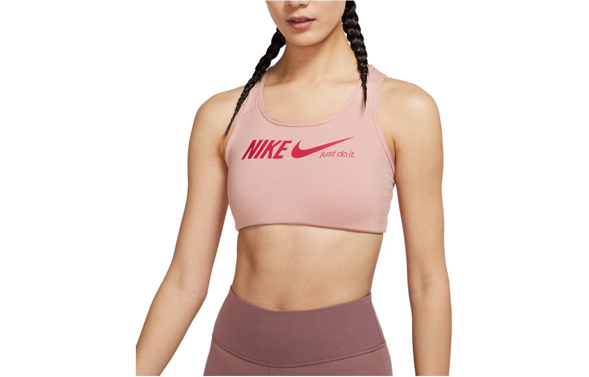 Nike Swoosh medium support one piece padded sports bra rose retro gray
