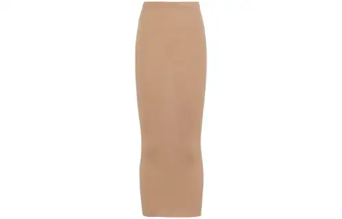 Prada high-rise ribbed silk skirt