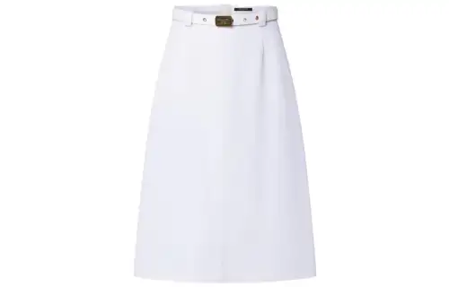 LOUIS VUITTON Signature Buckle Wool Twill Skirt