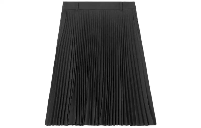 Burberry Pleated Midi Skirt 'Dark Grey Melange'