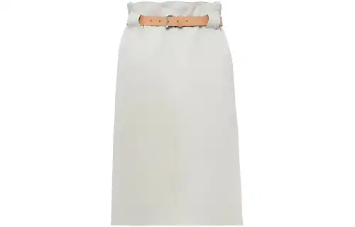 PRADA Leather Skirt Casual Long Skirt Women's Beige