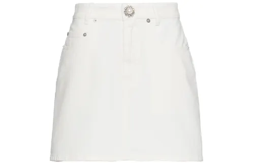 MIU MIU Denim Short Skirts Women's White Moderate Short A Line Skirt