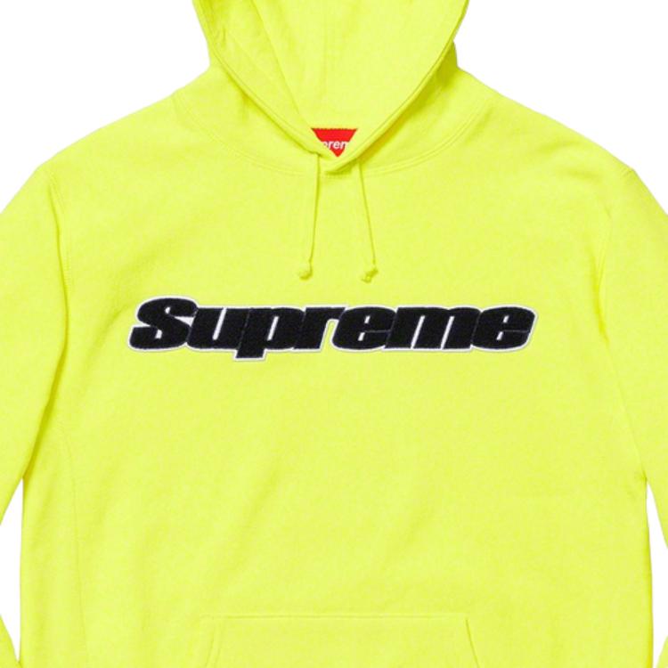 Худи Supreme SS19 Chenille Hooded Sweatshirt Neon Yellow logo (ярко-желтый) — фото 2