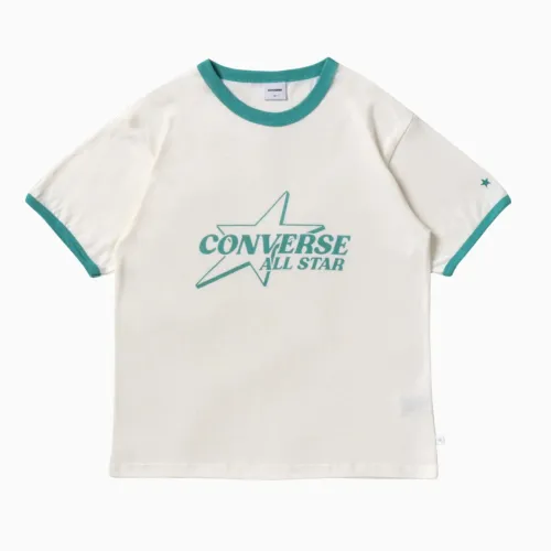 Converse T Shirts Unisex Ecru Crew Neck Moderate Straight Fit